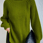 Rollkragenpullover mit Raglanärmeln und Saumschlitz – Produktansicht 13