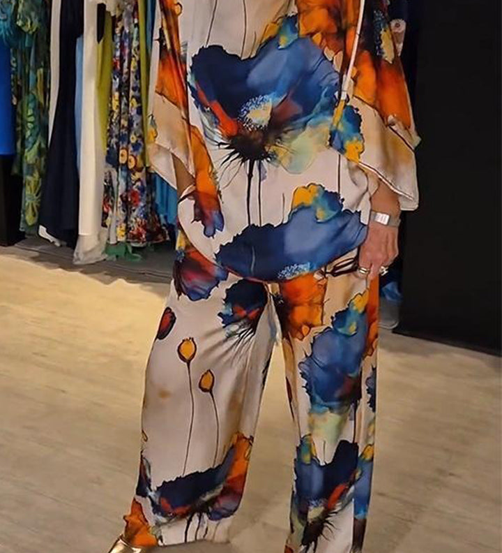 Elegantes zweiteiliges Ensemble mit Blumenmuster – Produktansicht 1