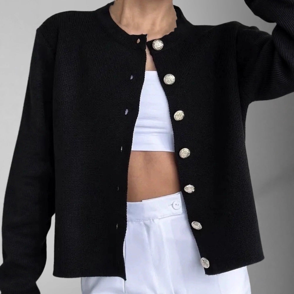 Minimalistische Strickjacke mit Knopfleiste – Produktansicht 4