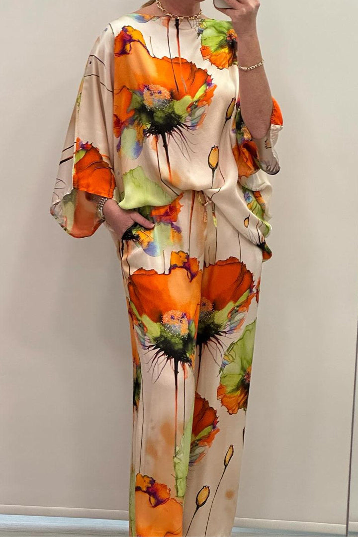 Elegantes zweiteiliges Ensemble mit Blumenmuster – Produktansicht 4