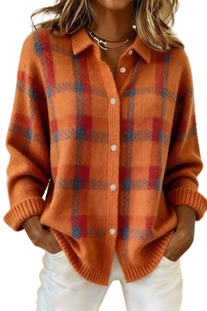 Weicher Cardigan mit elegantem Karomuster – Produktansicht 1