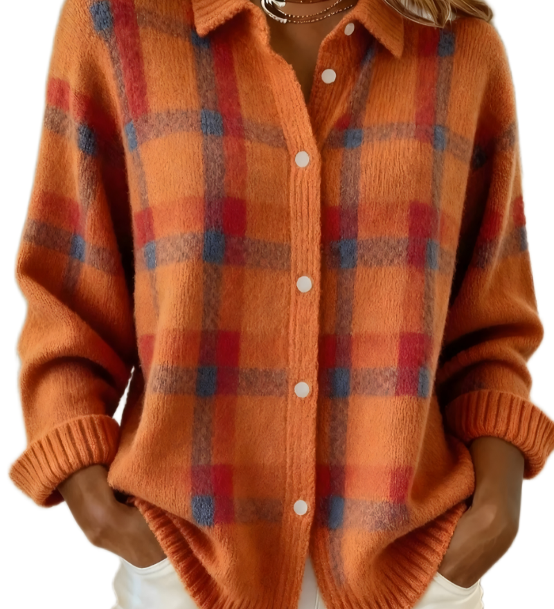 Weicher Cardigan mit elegantem Karomuster – Produktansicht 1