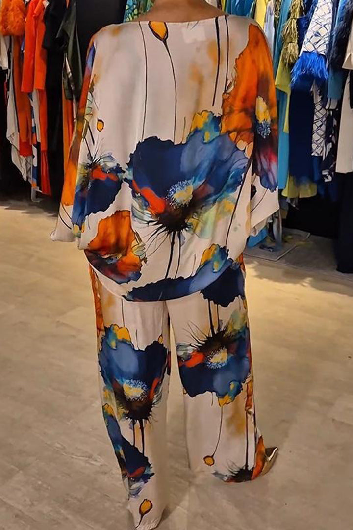 Elegantes zweiteiliges Ensemble mit Blumenmuster – Produktansicht 3