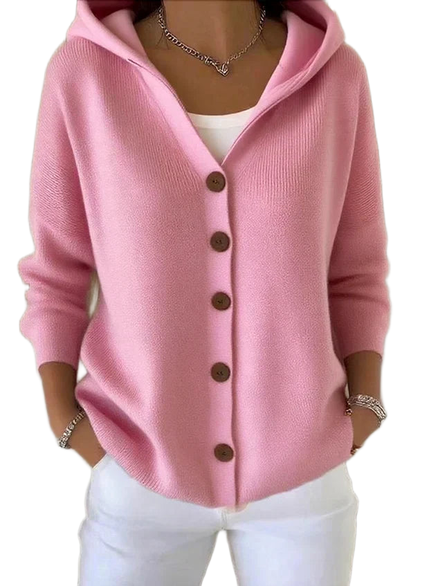 Elegante Strickjacke mit Kapuze und Knopfleiste – Produktansicht 1