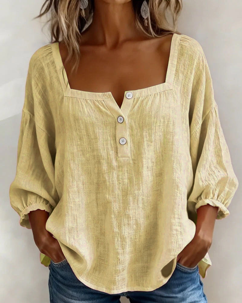 Bluse mit quadratischem Ausschnitt und 3/4-Ärmeln – Produktansicht 5