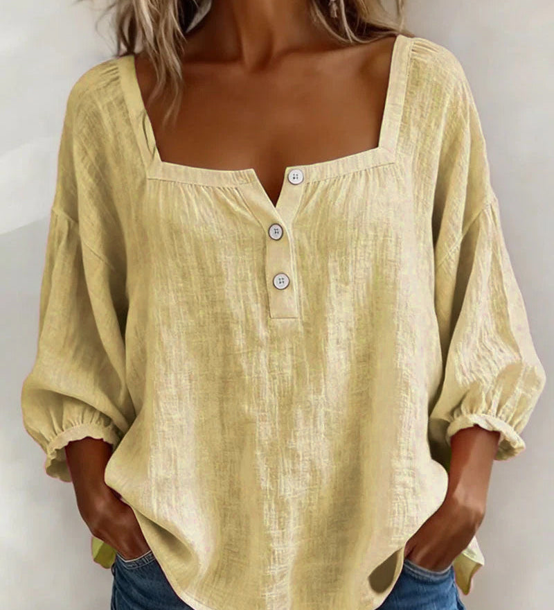Bluse mit quadratischem Ausschnitt und 3/4-Ärmeln – Produktansicht 5