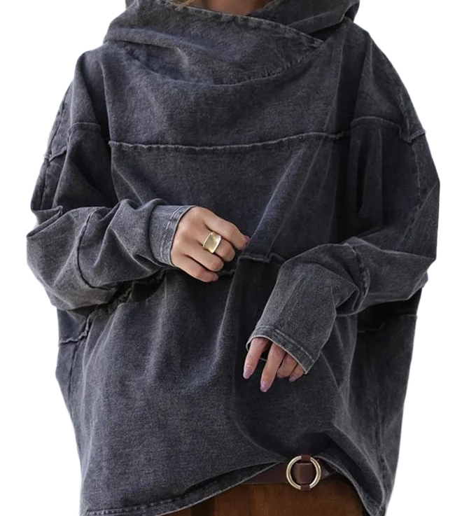 Kapuzensweatshirt in verwaschener Denim-Optik – Produktansicht 1