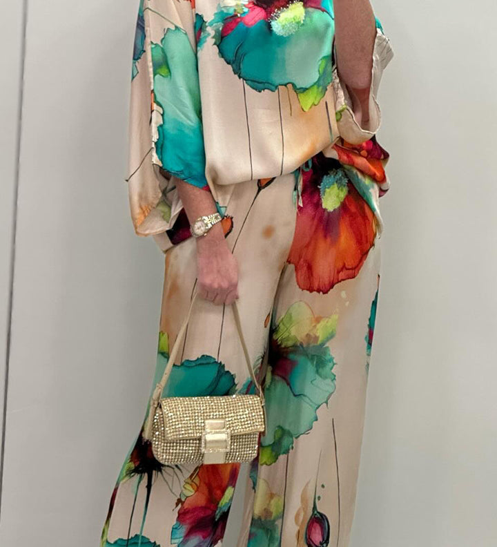 Elegantes zweiteiliges Ensemble mit Blumenmuster – Produktansicht 7