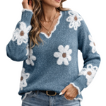 Weicher Pullover mit floralem Strickmuster – Produktansicht 1