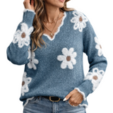 Weicher Pullover mit floralem Strickmuster – Produktansicht 1