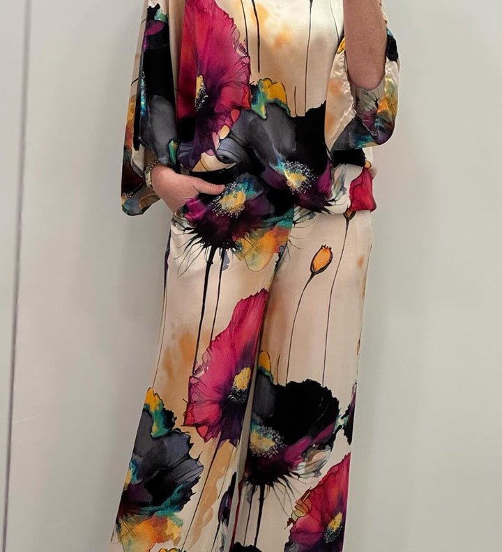 Elegantes zweiteiliges Ensemble mit Blumenmuster – Produktansicht 8