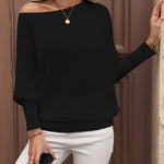 Eleganter schulterfreier Pullover mit Ballonärmeln – Produktansicht 3