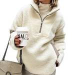 Weicher Fleece-Pullover mit Umlegekragen – Produktansicht 1