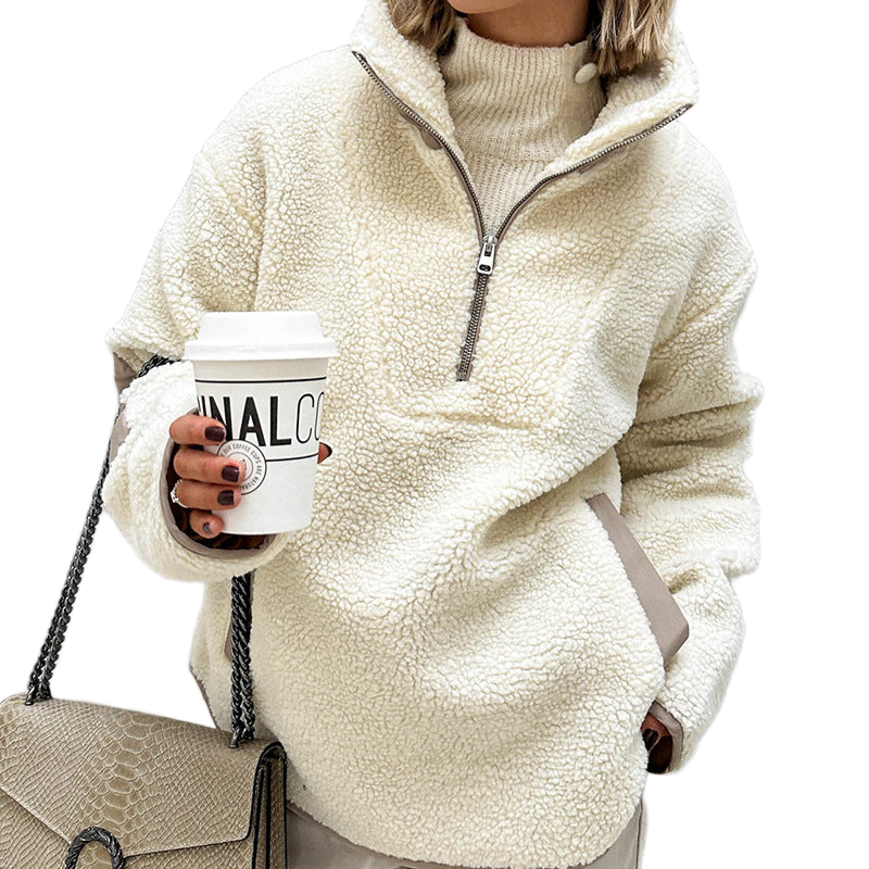 Weicher Fleece-Pullover mit Umlegekragen – Produktansicht 1