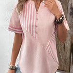 Gestreifte Bluse mit weitem Schnitt und Knopfleiste – Produktansicht 6