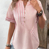 Gestreifte Bluse mit weitem Schnitt und Knopfleiste – Produktansicht 6