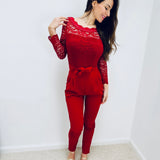 Eleganter Jumpsuit mit Spitzenärmeln – Produktansicht 3