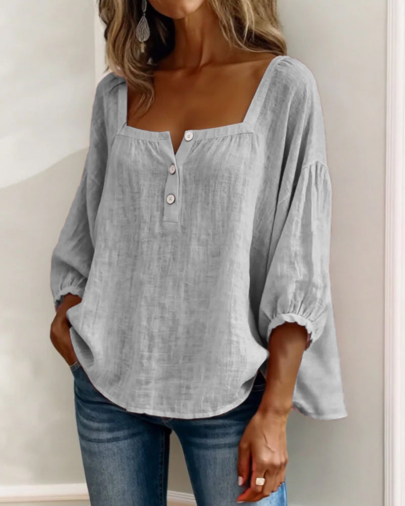 Bluse mit quadratischem Ausschnitt und 3/4-Ärmeln – Produktansicht 22