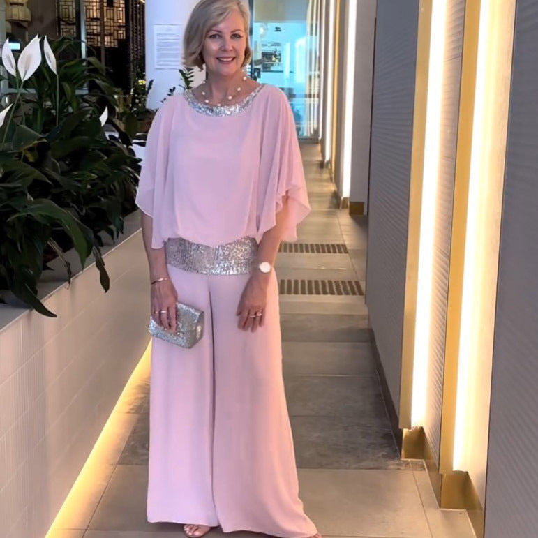Elegantes Set aus Oberteil und Hose mit funkelnden Details – Produktansicht 1