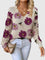 Moderner Pullover mit V-Ausschnitt und Blumenstrick – Produktansicht 3