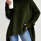 Lässiger Rollkragenpullover mit asymmetrischem Saum – Produktansicht 6
