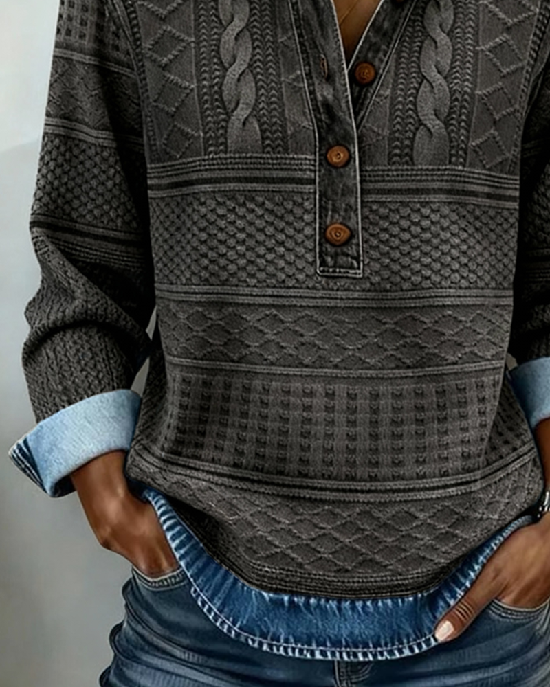 Hemd mit Denim-Effekt und Stricktextur – Produktansicht 7