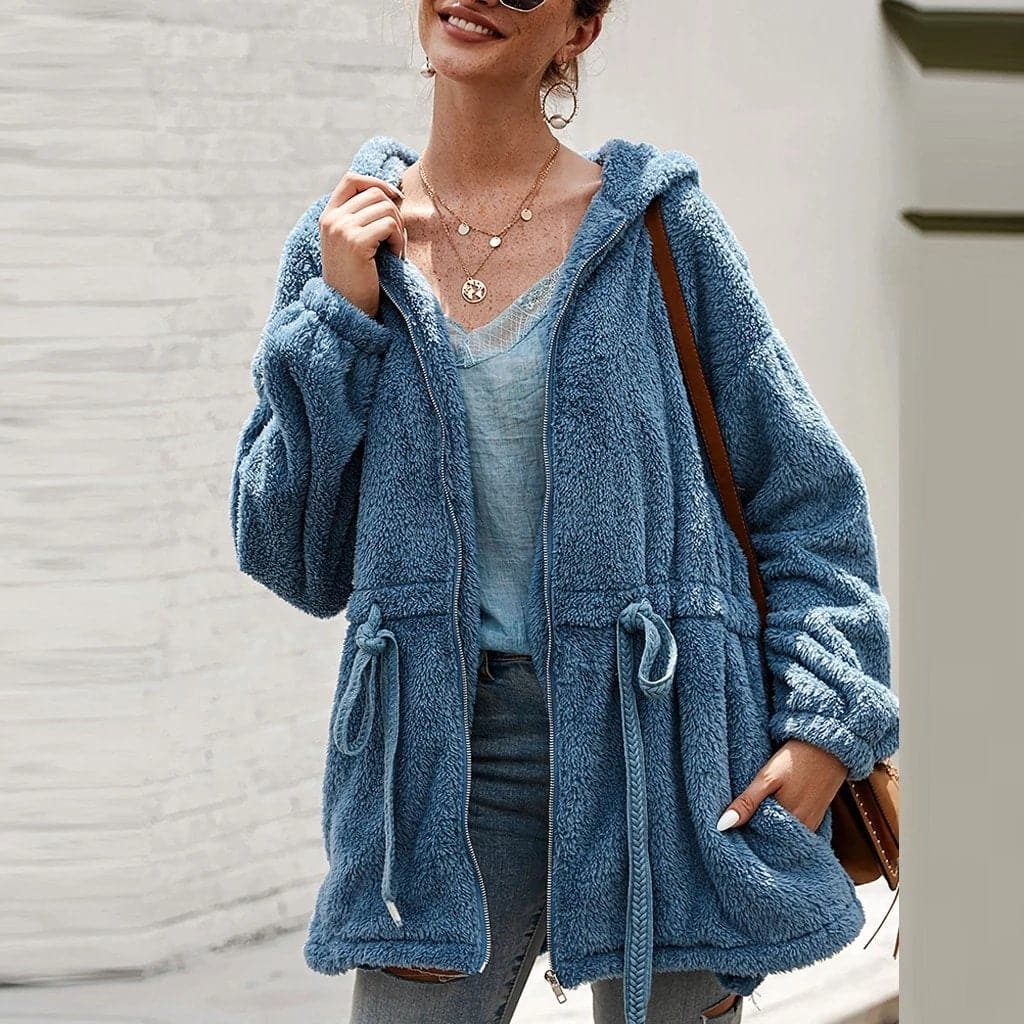 Dicke Oversize-Fleecejacke mit Kapuze – Produktansicht 4