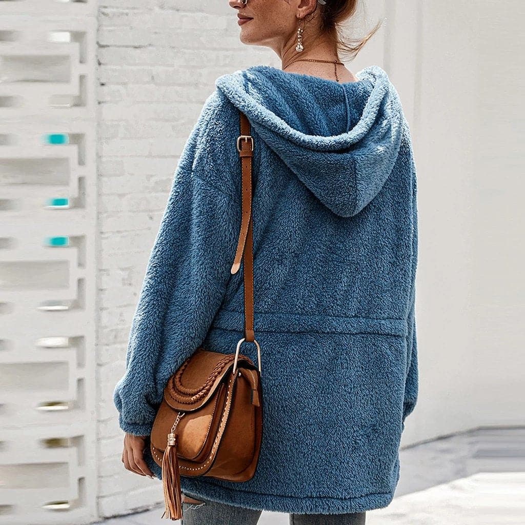 Dicke Oversize-Fleecejacke mit Kapuze – Produktansicht 6