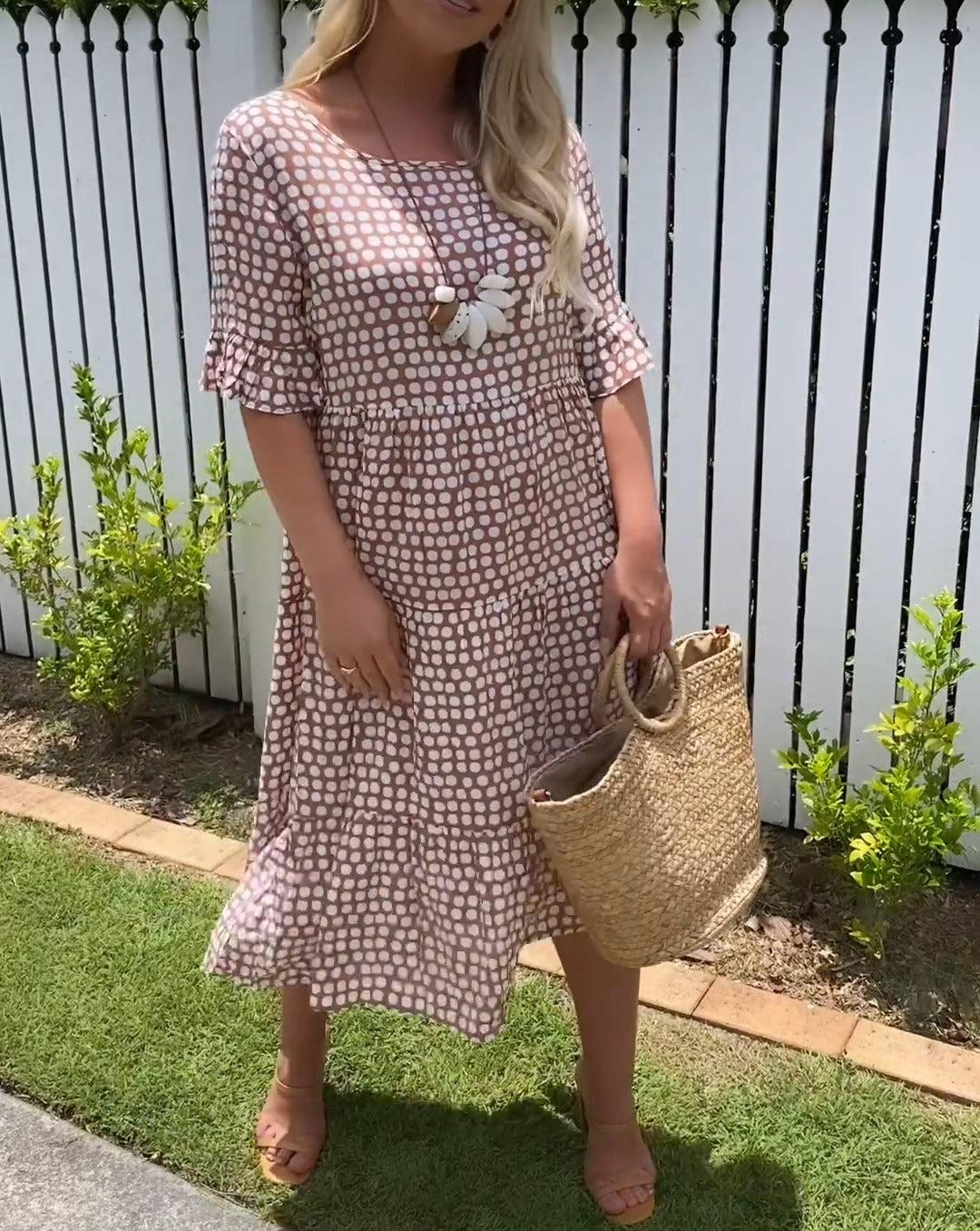 Bequemes Midikleid mit kurzen Ärmeln – Produktansicht 2
