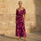 Elegantes Kleid mit Blattmuster in Lila – Produktansicht 1