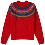 Roter Fair-Isle-Pullover aus dickem Vintage-Strick – Produktansicht 4