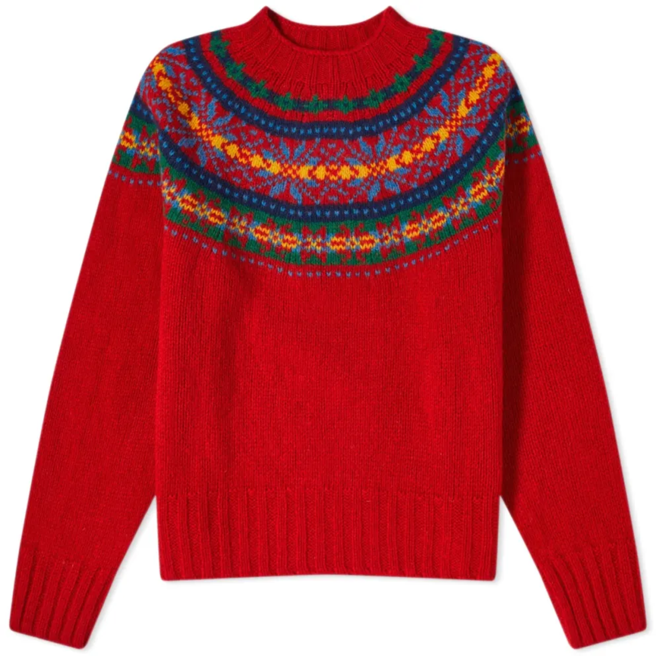 Roter Fair-Isle-Pullover aus dickem Vintage-Strick – Produktansicht 4