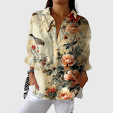 Leichte Bluse mit farbenfrohem Print mit Knopfleiste – Produktansicht 1