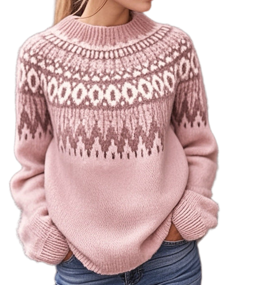 Fair-Isle-Pullover in Rosa mit Vintage-Charme – Produktansicht 1