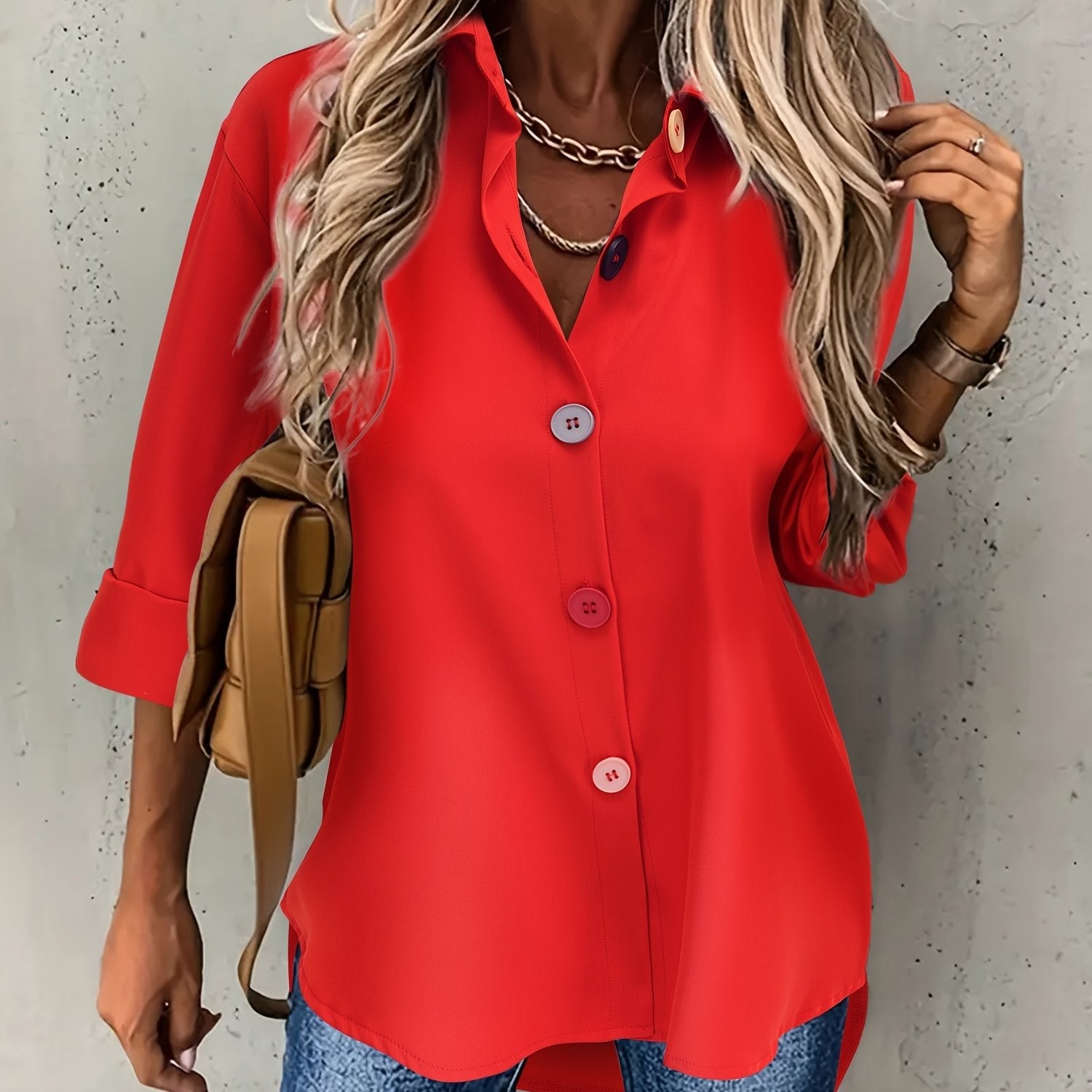 Schicke Bluse mit Knöpfen und Reverskragen – Produktansicht 8