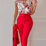 Elegantes Set aus Oberteil und Hose mit Volants – Produktansicht 4