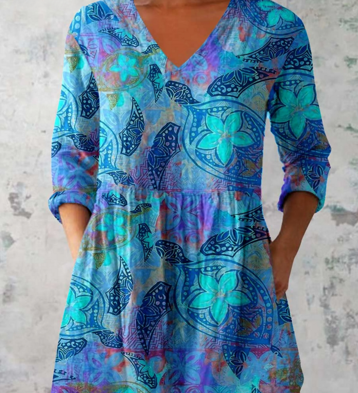 Lange Bluse mit auffälligem Muster – Produktansicht 2