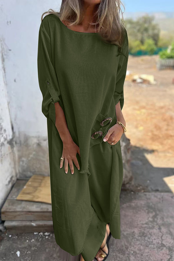 Elegantes zweiteiliges Ensemble mit Kleid mit Knopfleiste – Produktansicht 8