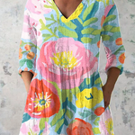 Lang geschnittene Bluse mit ausdrucksstarkem Print – Produktansicht 2