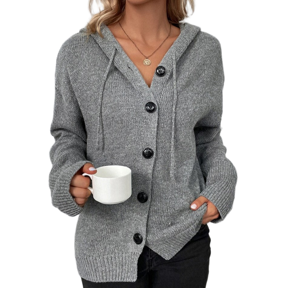 Strickjacke mit Kapuze und Kordelzug – Produktansicht 1