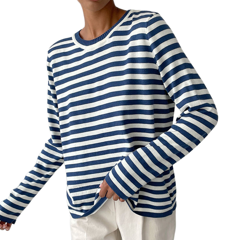 Gestreiftes Strick-Sweatshirt mit langen Ärmeln – Produktansicht 1