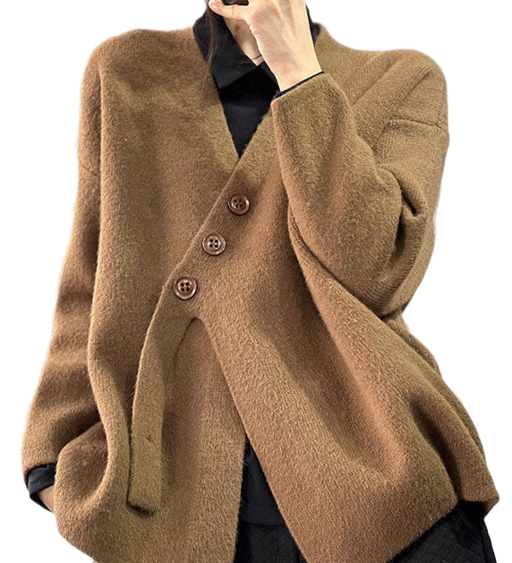 Asymmetrischer Winterpullover aus dickem Strick – Produktansicht 1