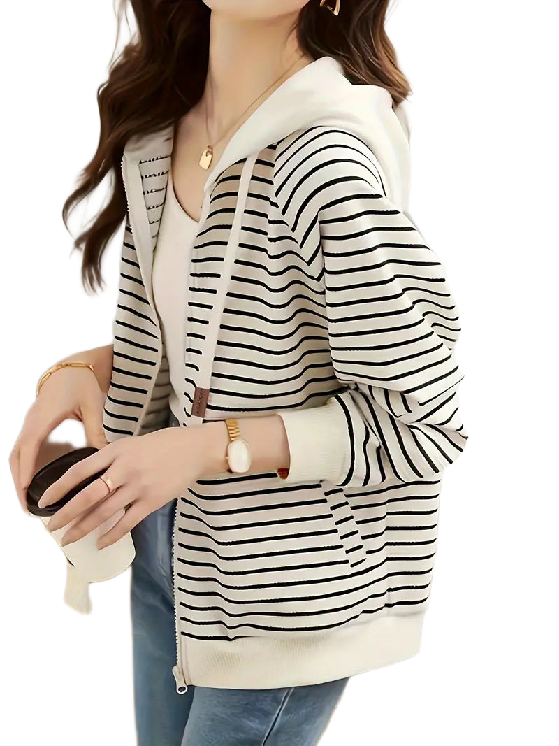 Leichte Kapuzenjacke mit sportlichen Streifen – Produktansicht 1