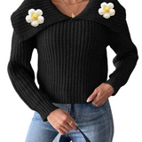 Eleganter Pullover mit verspieltem Blütenkragen – Produktansicht 1