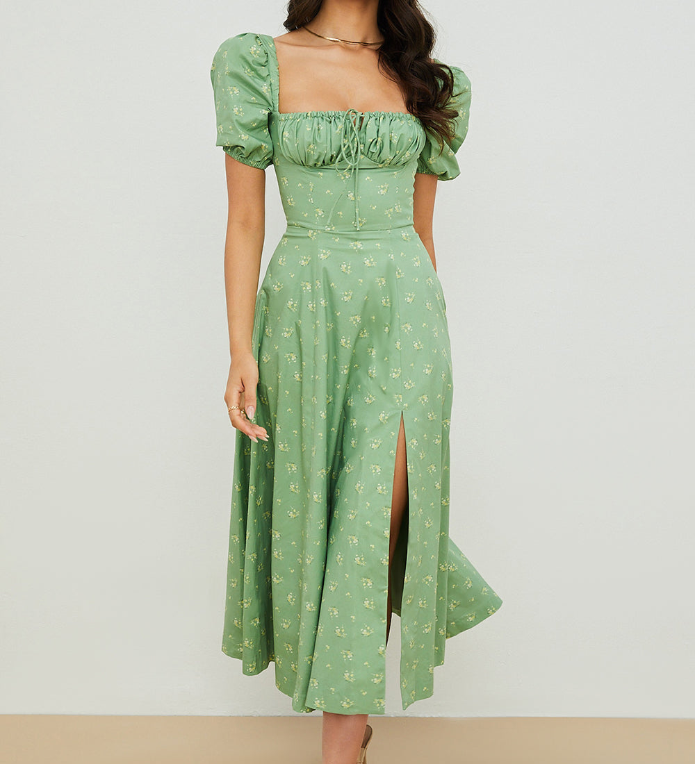 Kleid mit Puffärmeln und Blumenmuster – Produktansicht 1