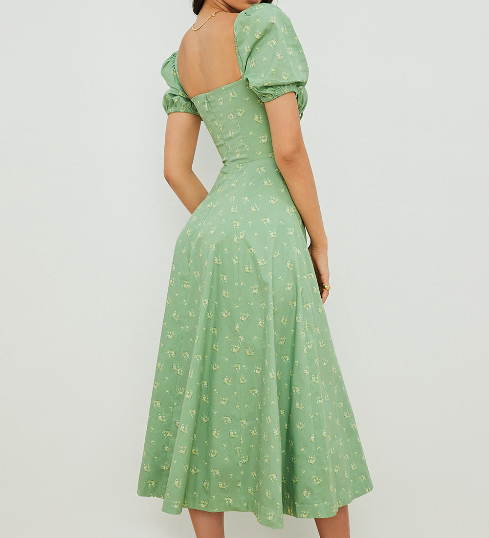Kleid mit Puffärmeln und Blumenmuster – Produktansicht 2