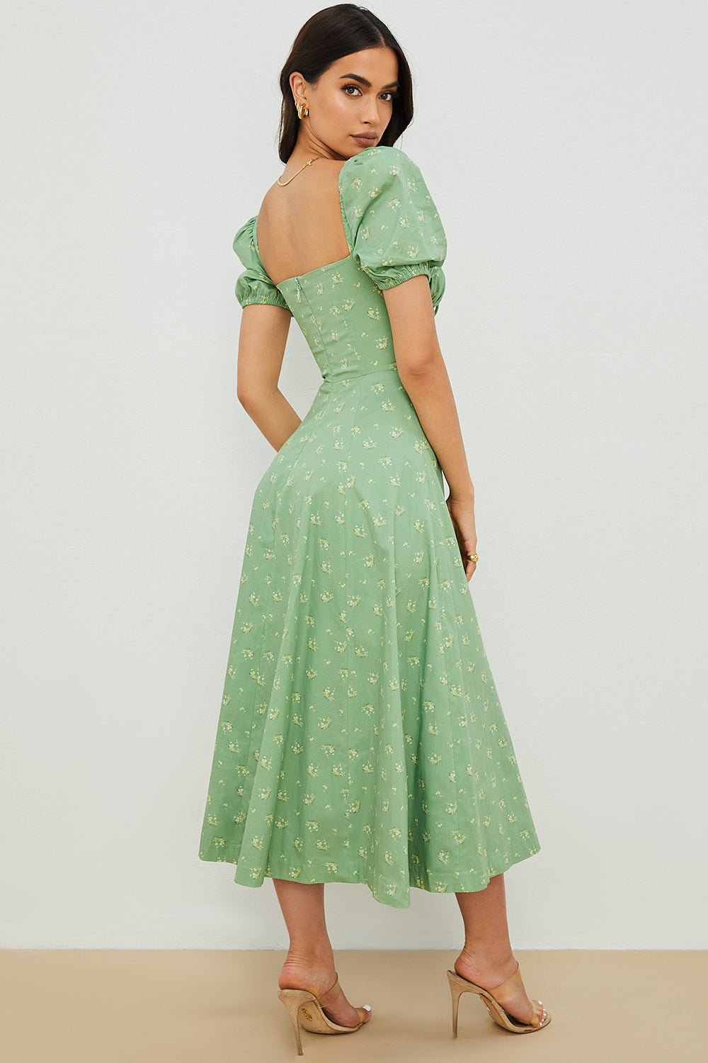 Kleid mit Puffärmeln und Blumenmuster – Produktansicht 2