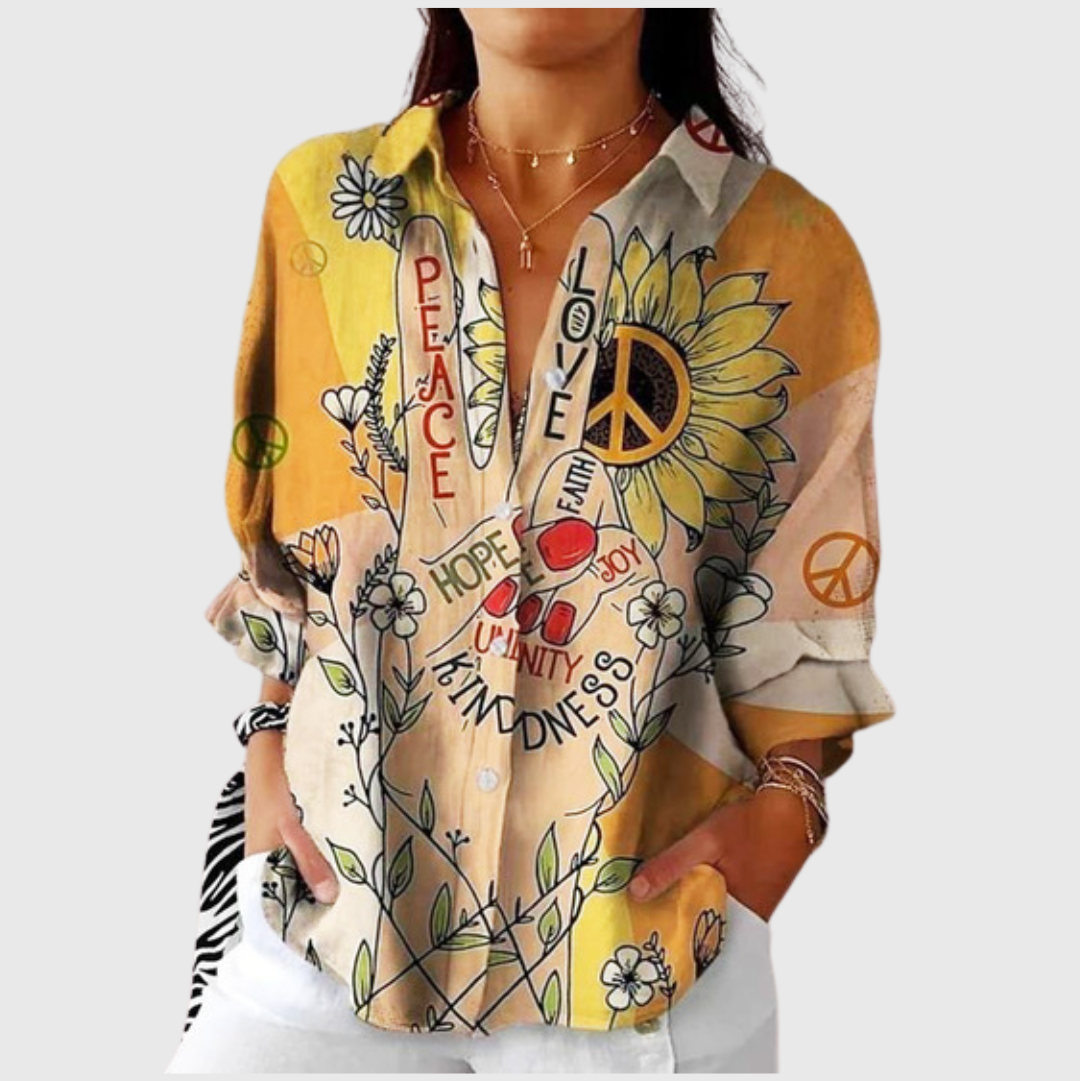 Bunte Bluse aus feinem Stoff mit Blütendessin – Produktansicht 1