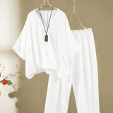 Set aus V-Neck-Top und passender Hose – Produktansicht 2