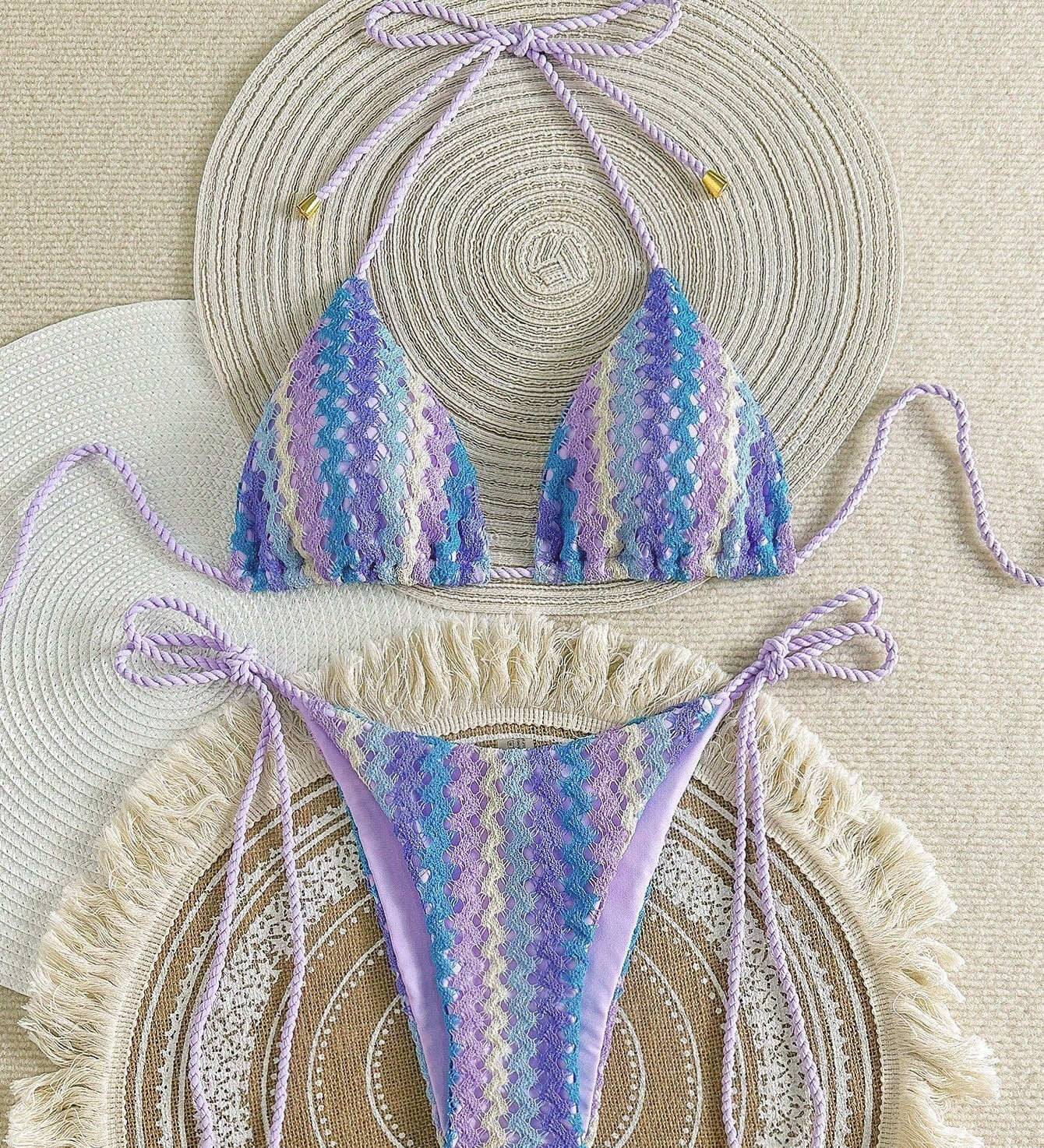 Bequemer Häkeloptik-Bikini mit Dreieck-Top – Produktansicht 3